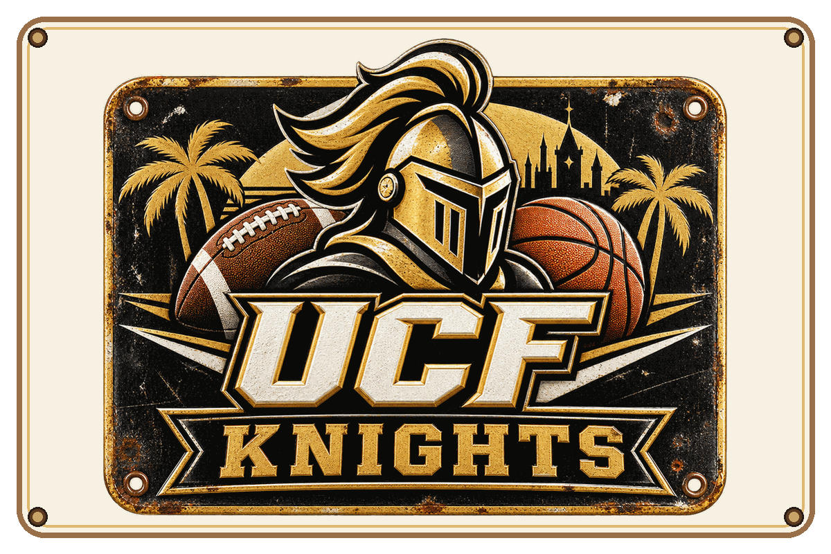 Vintage UCF Knights college sports sign