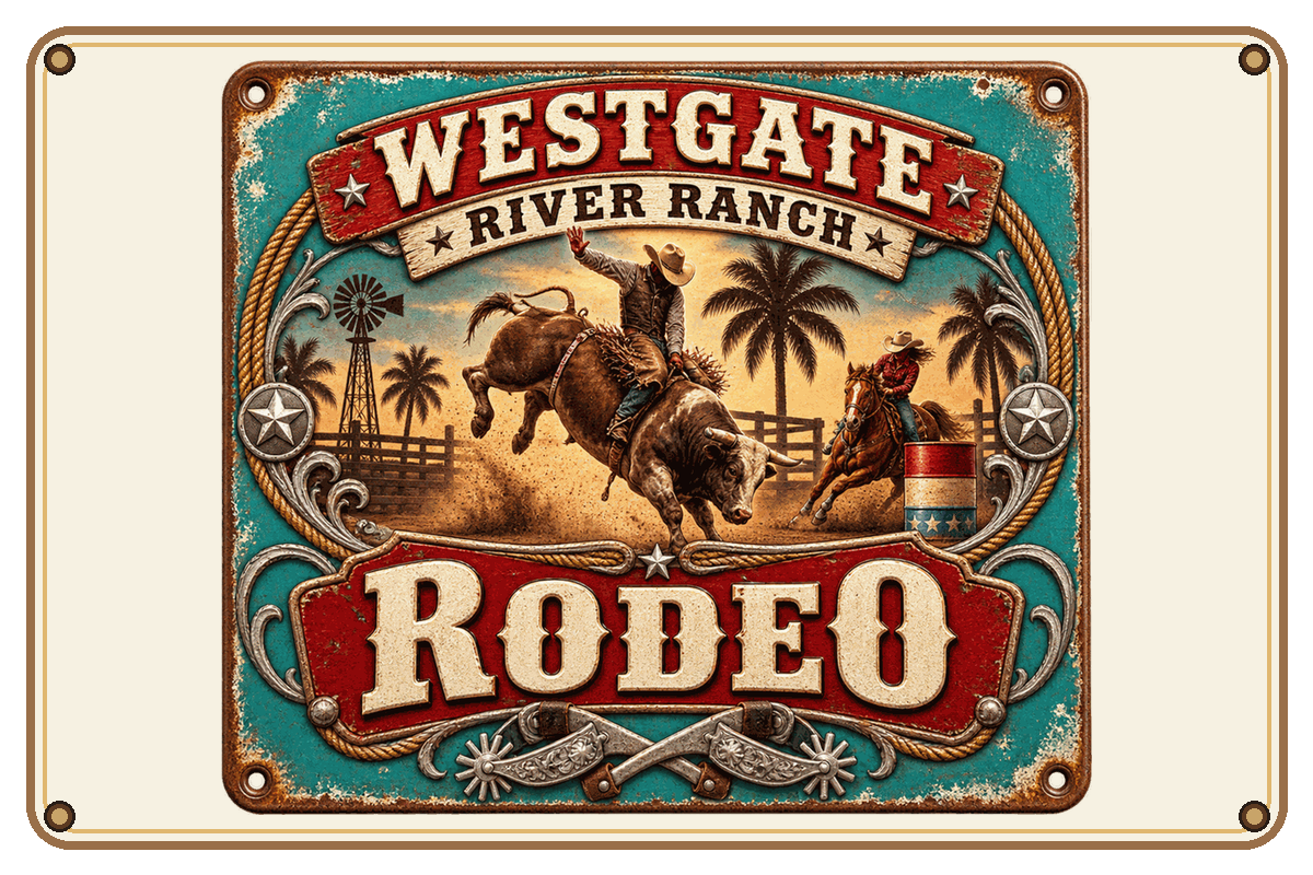 Westgate River Ranch Rodeo sign
