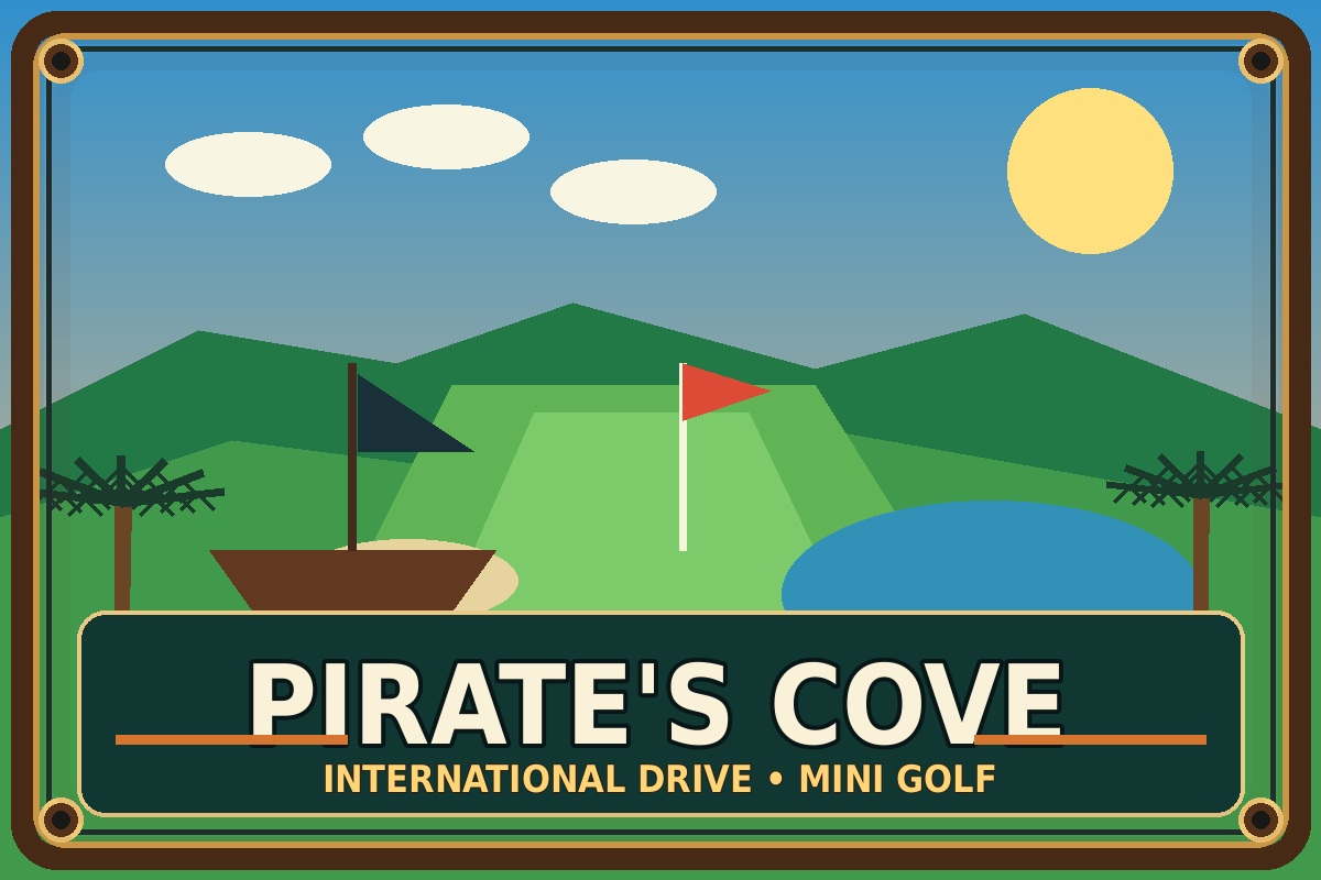 Pirates Cove Idrive vintage sign